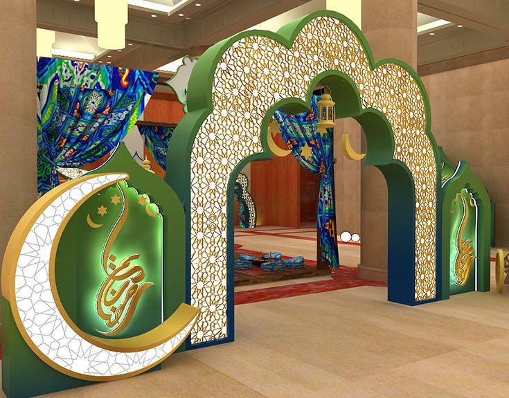 A beautifully arranged Iftar table with elegant decor, featuring a brand logo prominently displayed, symbolizing community engagement and sponsorship.